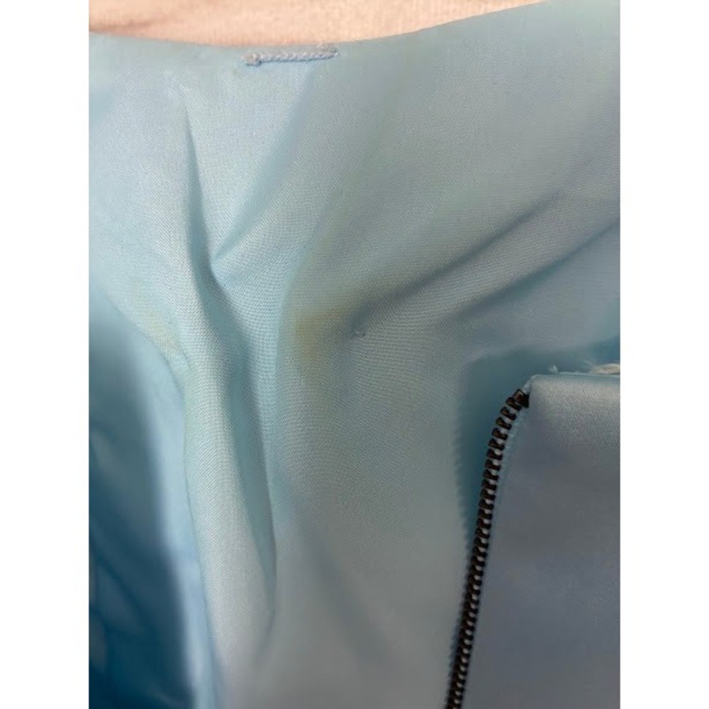 Sherri Hill Light Blue Satin Embellished Pocket Cocktail Dress Size 6 - Picture 6 of 8